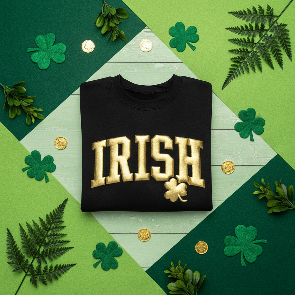 Black IRISH Sweatshirt Flat Lay