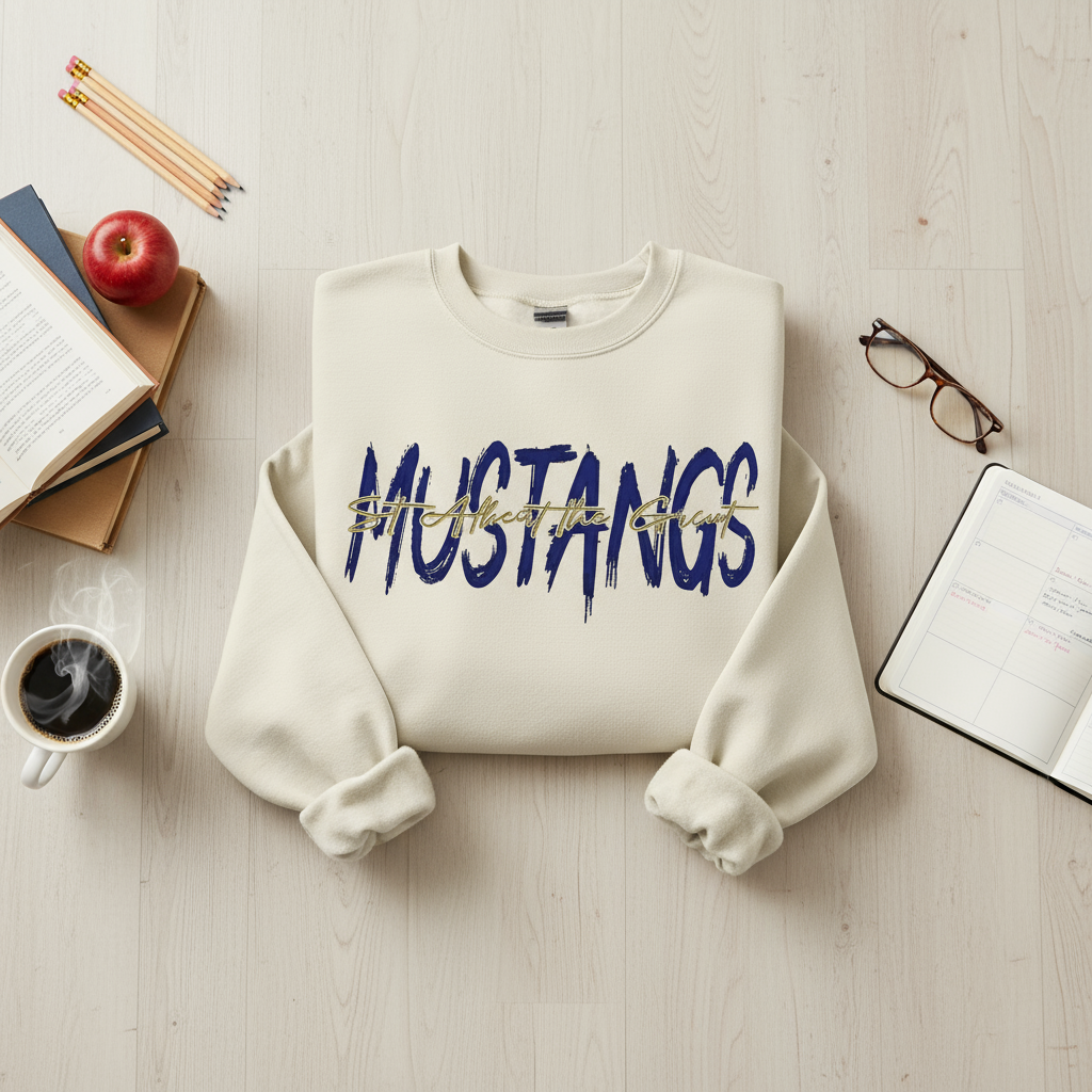 Cream Mustangs Sweatshirt Mockup