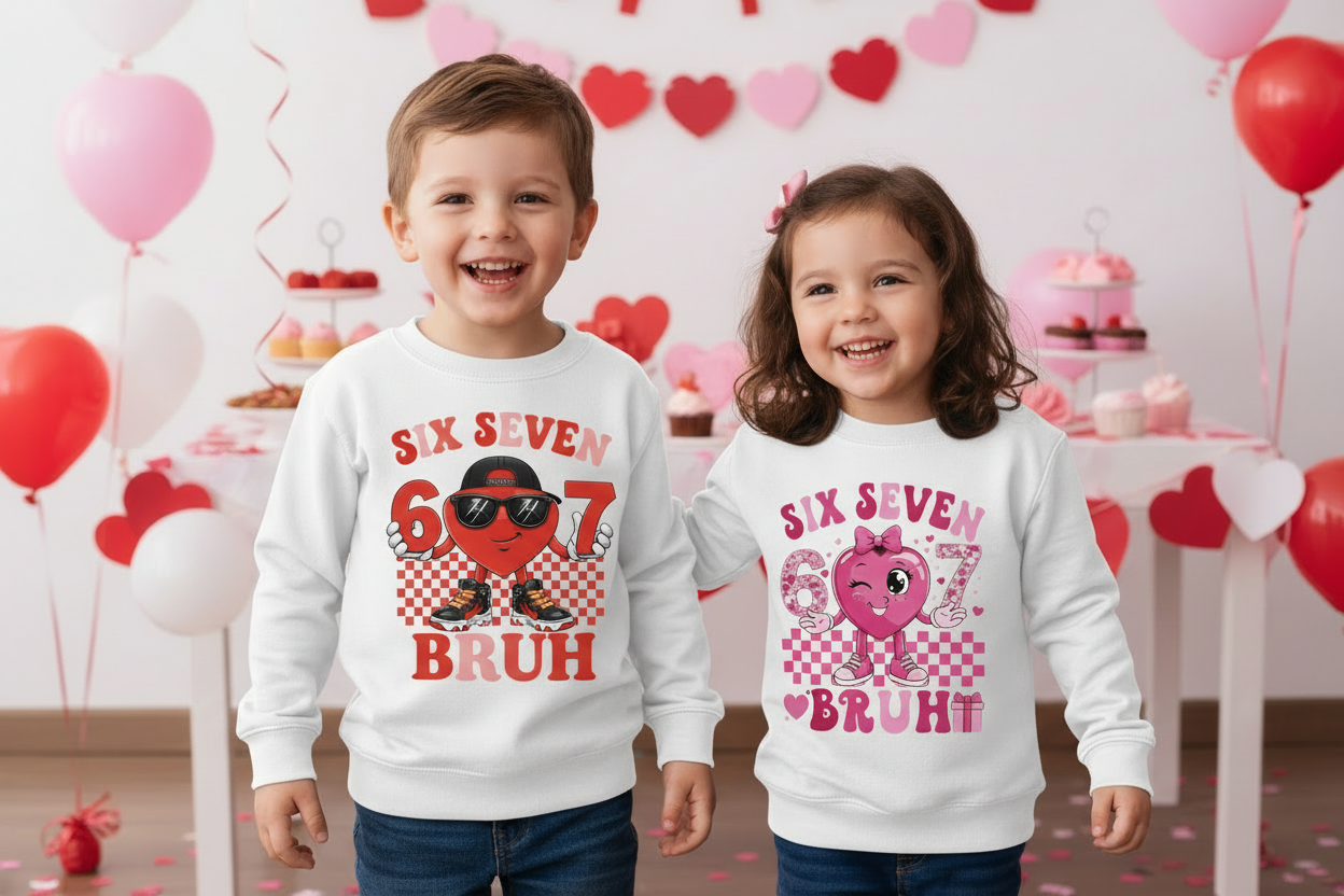 Kids with White BRUH Sweatshirts