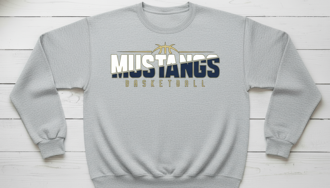 Mustangs Basketball Light Heather Gray Sweatshirt