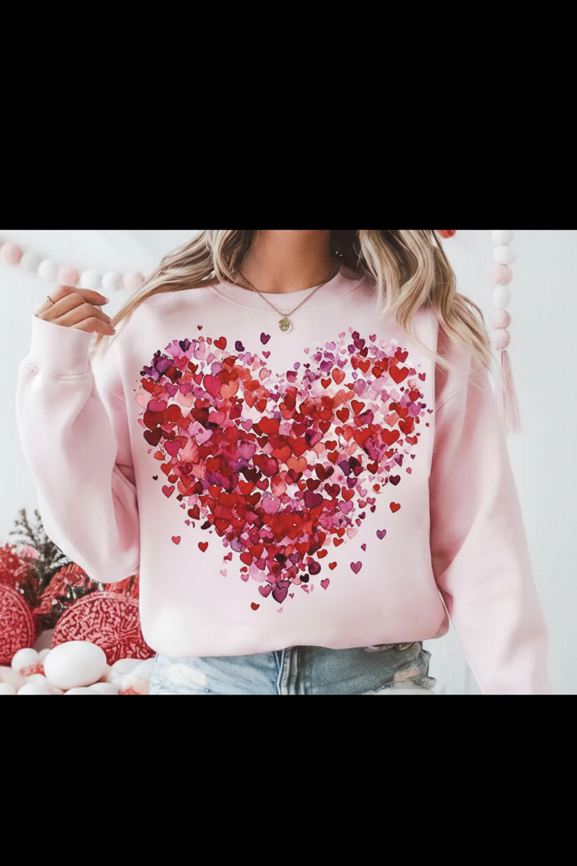 Red heart sweatshirt mockup