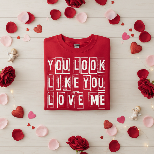 Red Valentine's Day sweatshirt mockup