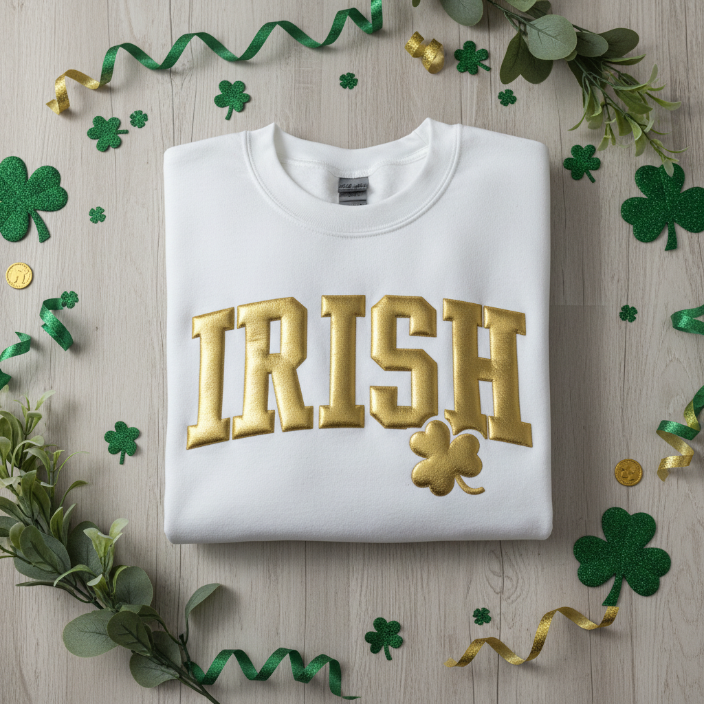 White IRISH Sweatshirt Flat Lay